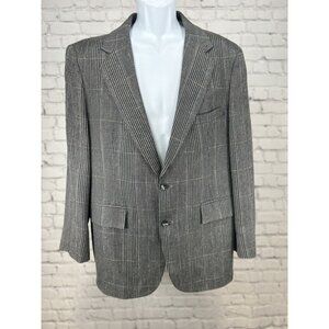 Trophy Club Gray Plaid 2 Button Feels Like Textured Silk Suit Jacket Blazer 42R